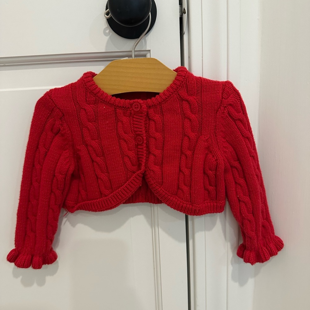 Janie and Jack Red Cable Knit Sweater